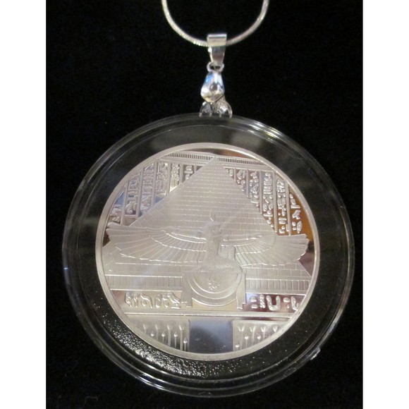 Ancient Egyptian Cleopatra COIN/PENDANT (Air Tight Capsule) silver necklace - Picture 7 of 8